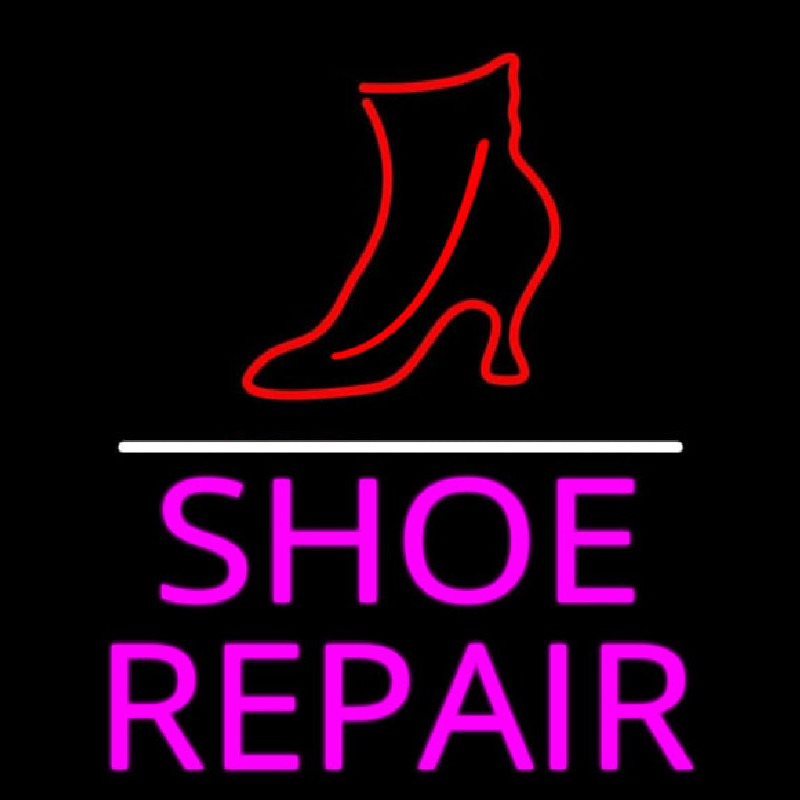 Pink Shoe Repair With Line Neon Sign