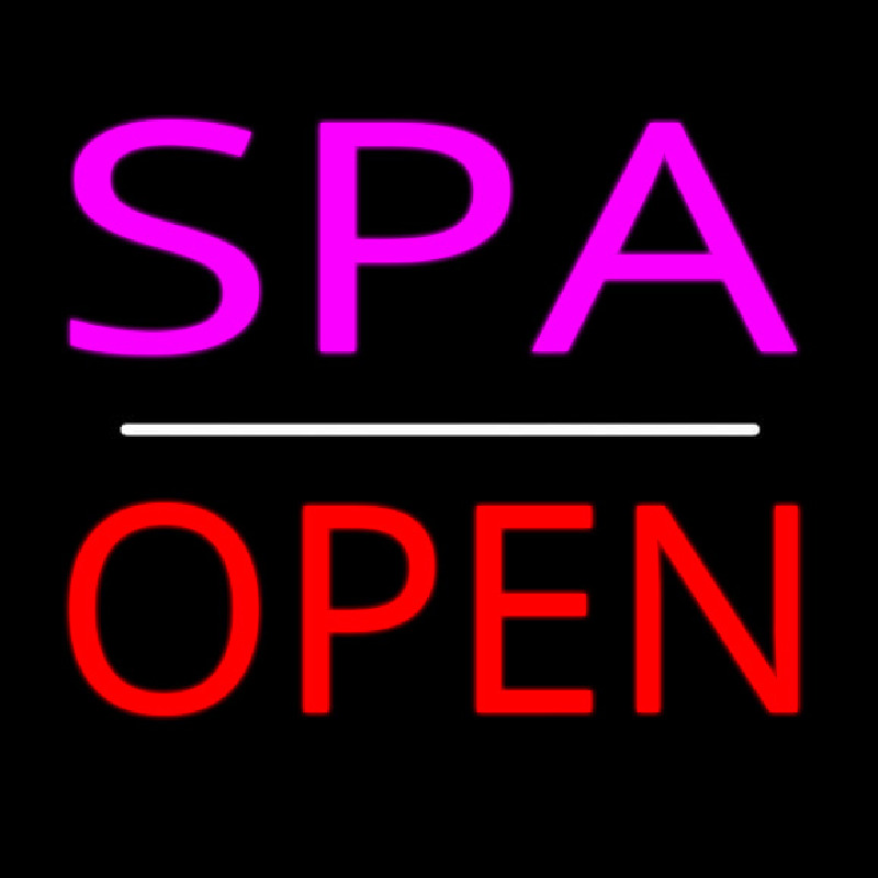 Pink Spa White Line Red Open Neon Sign