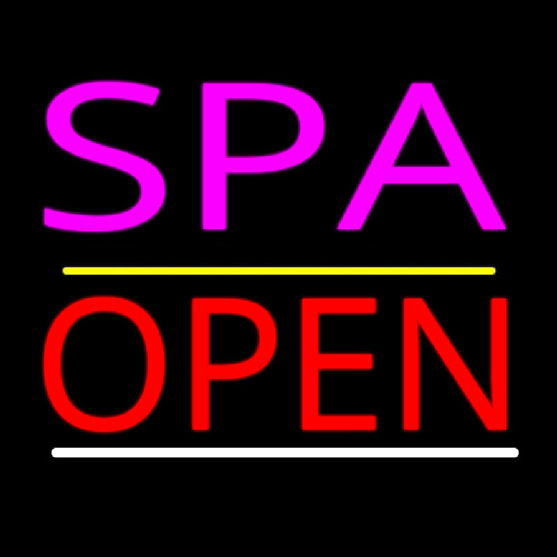 Pink Spa Yellow Line Red Open Neon Sign