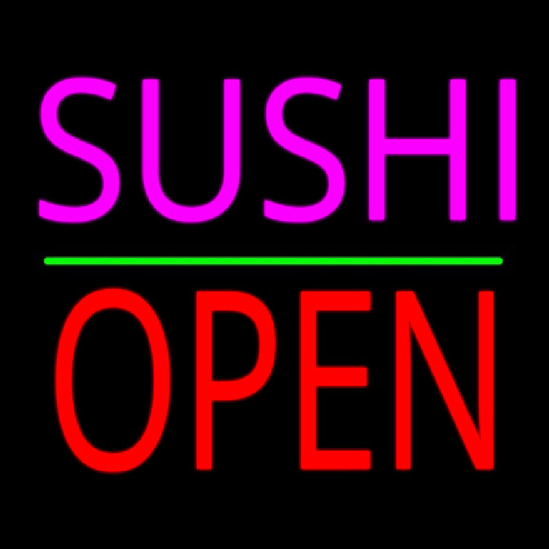 Pink Sushi Block Open Green Line Neon Sign