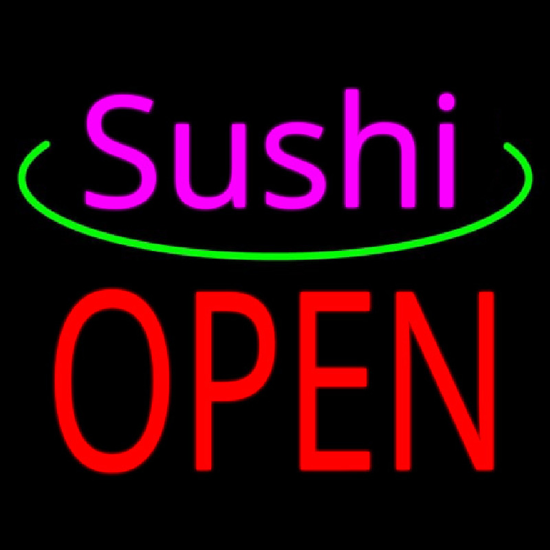 Pink Sushi Block Open Neon Sign