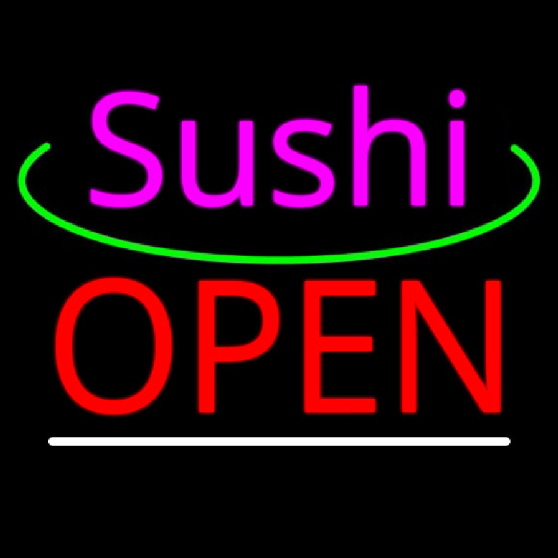 Pink Sushi Green Line Open Neon Sign