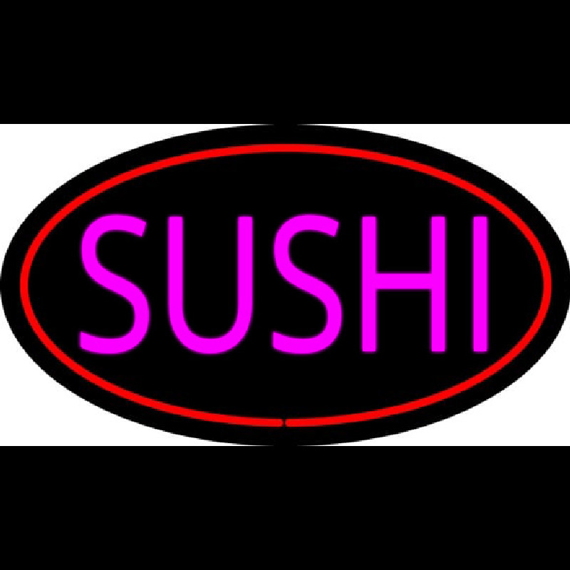 Pink Sushi Oval Red Neon Sign