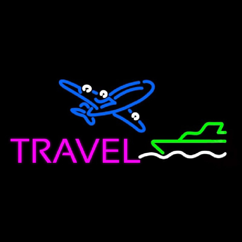 Pink Travel With Logo Neon Sign
