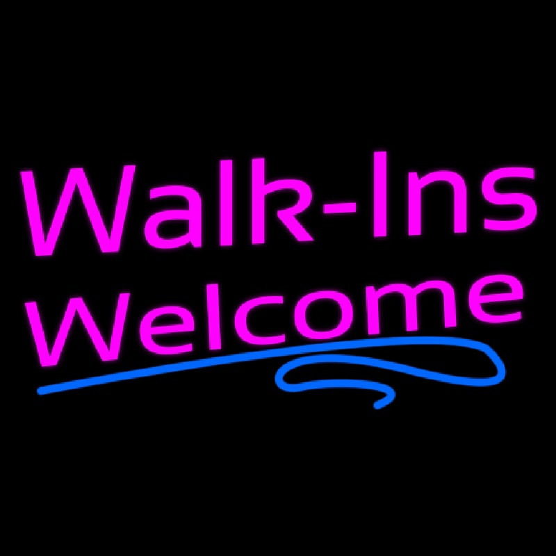 Pink Walk Ins Welcome Blue Lines Neon Sign