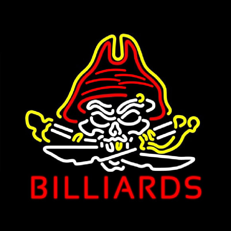 Pirate Skull Billiards Neon Sign