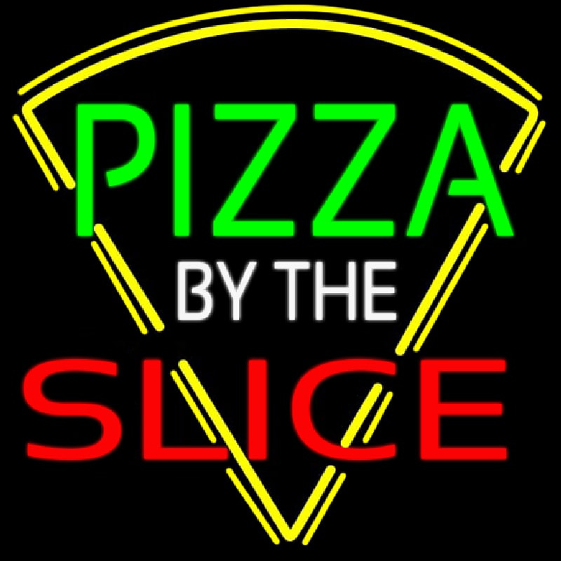 Pizza By The Slice Logo Neon Sign