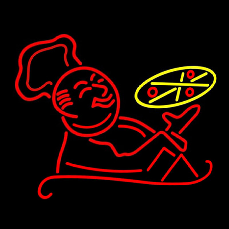 Pizza With Man Logo Neon Sign