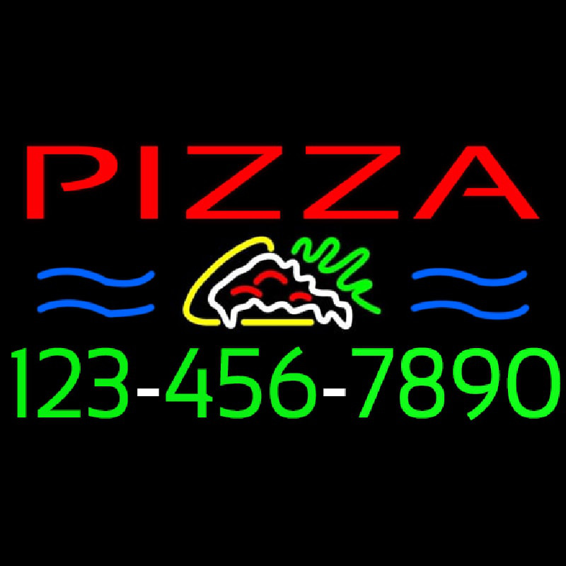 Pizza With Phone Number Neon Sign