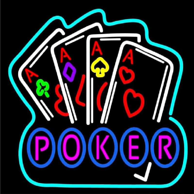 Poker Game 4 Aces Black Neon Sign