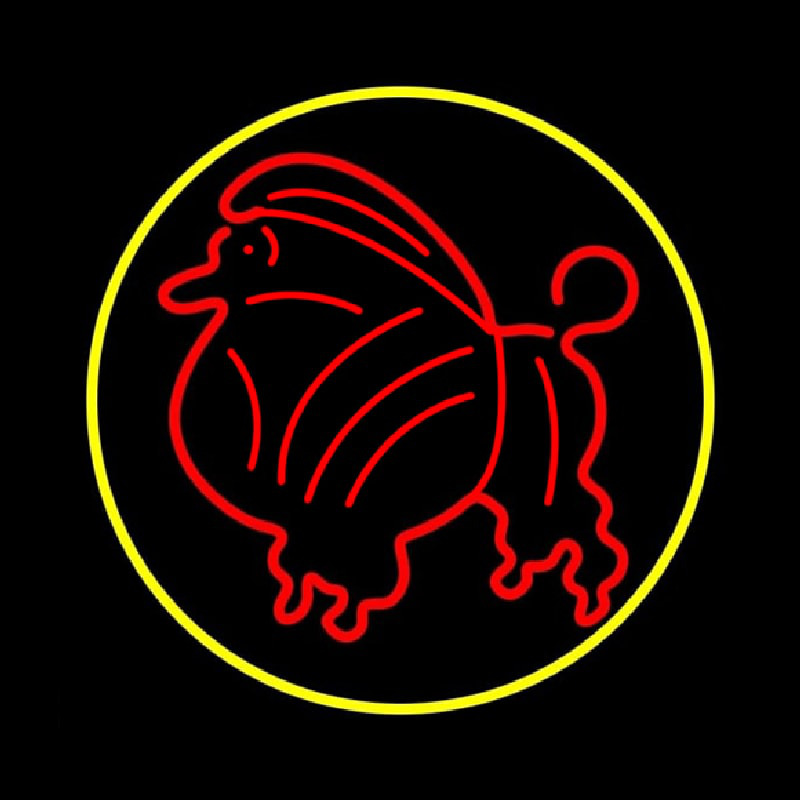 Poodle Dog Yellow Circle Neon Sign