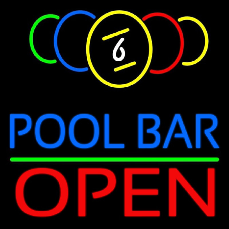 Pool Bar Open Neon Sign