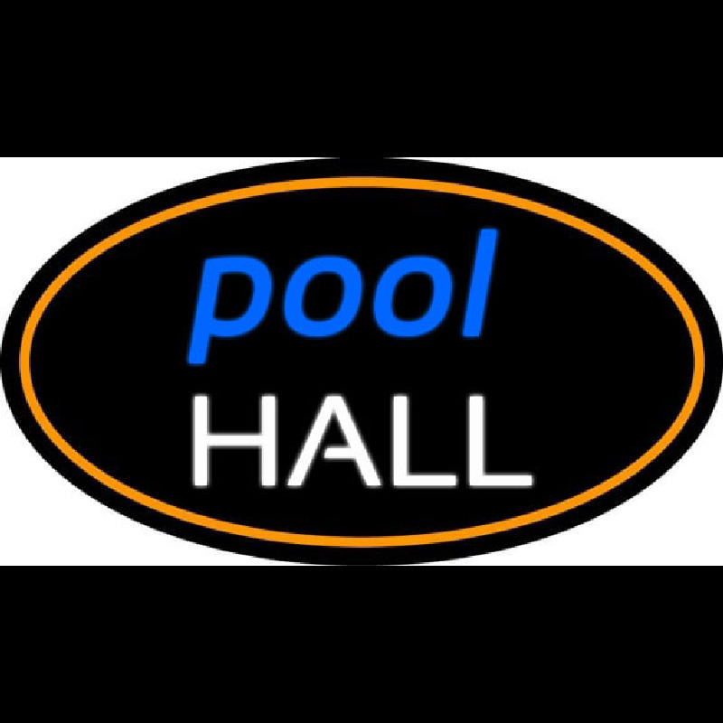 Pool Hall Oval With Orange Border Neon Sign