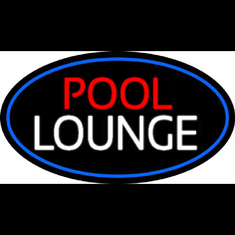 Pool Lounge Oval With Blue Border Neon Sign