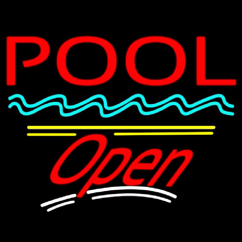 Pool Open Yellow Line Neon Sign