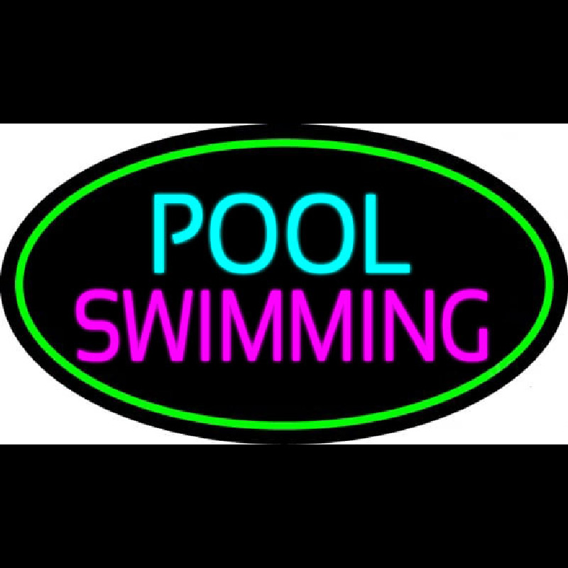 Pool Swimming With Green Border Neon Sign