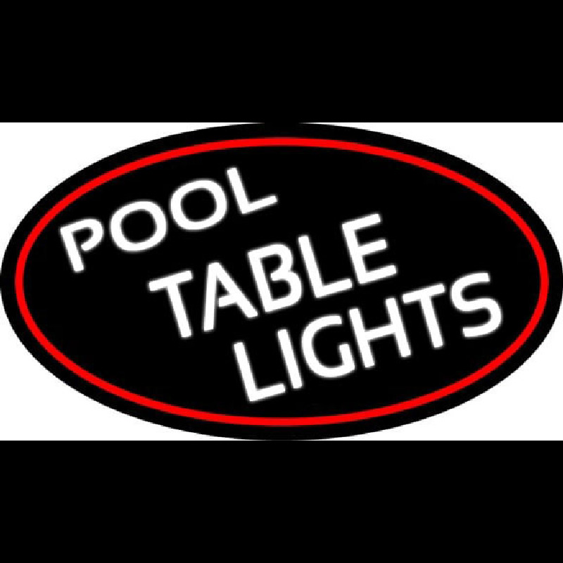 Pool Table Lights Oval With Red Border Neon Sign