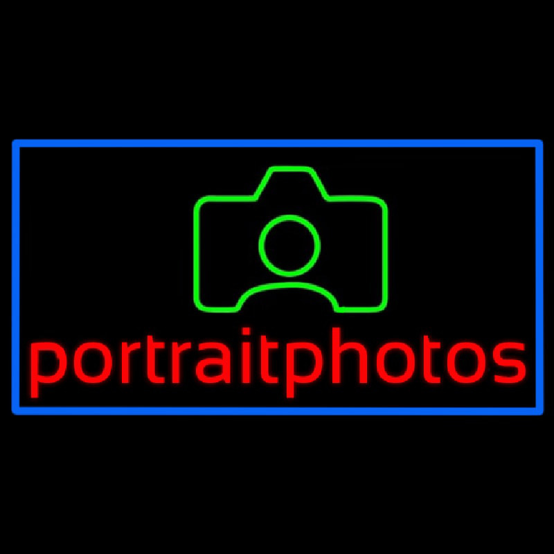 Portrait Photo With Camera With Border Neon Sign