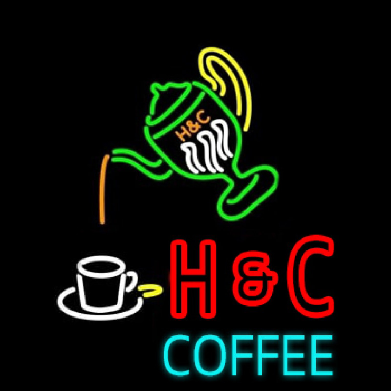 Pouring Hot Coffee In Cup Neon Sign