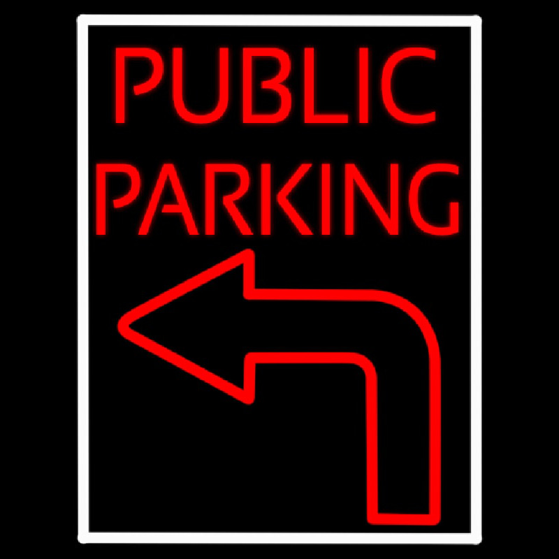 Public Parking With Arrow Neon Sign