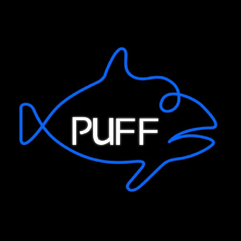 Puff Blue Fish Neon Sign