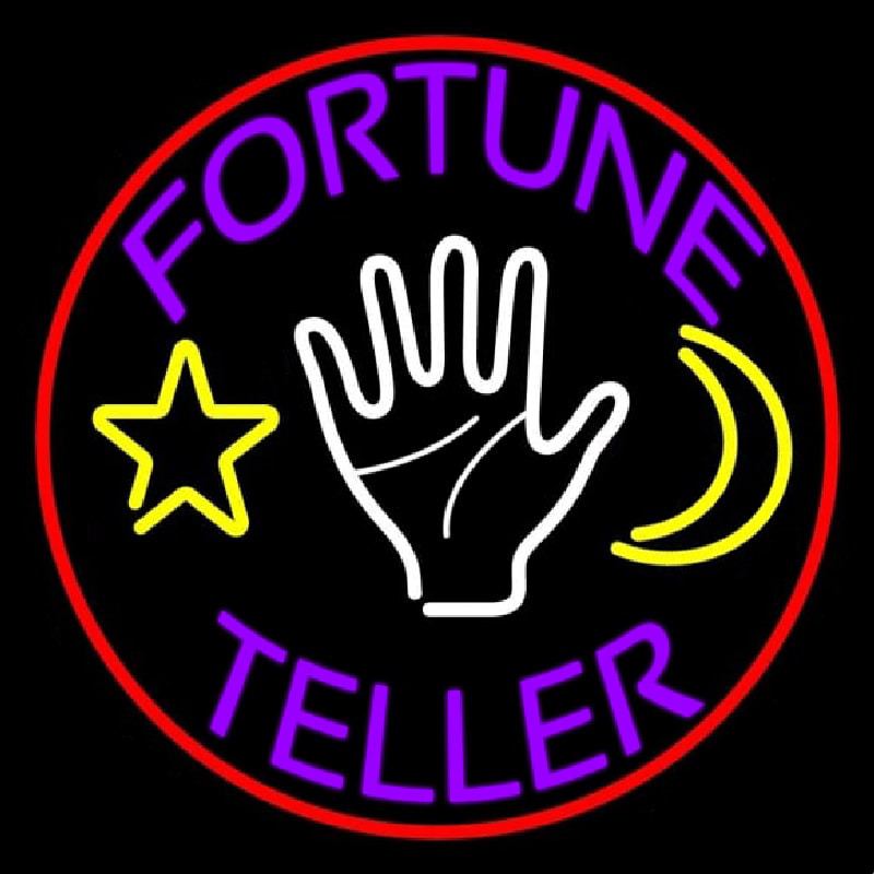 Purple Fortune Teller With Logo Neon Sign