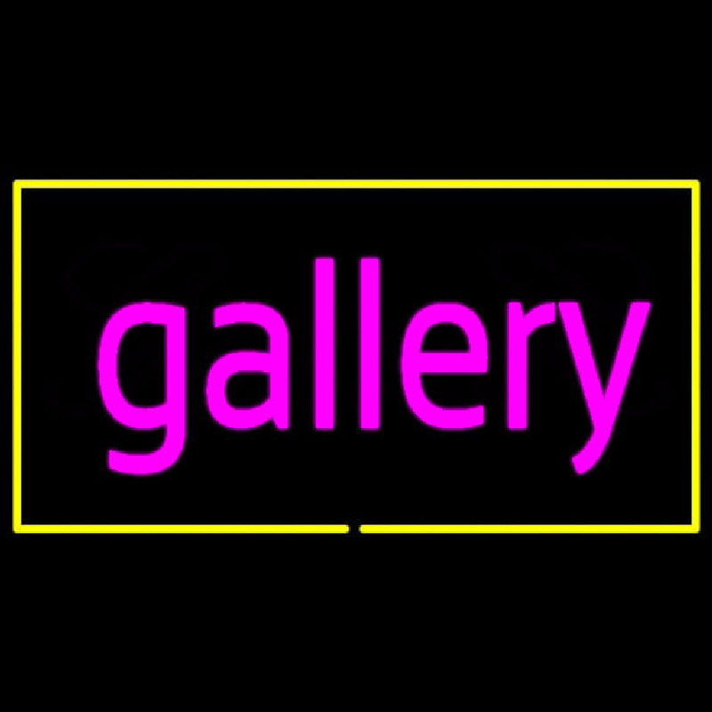 Purple Gallery Yellow Rectangle Neon Sign