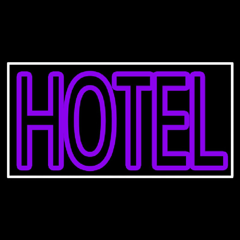 Purple Hotel 1 With White Border Neon Sign