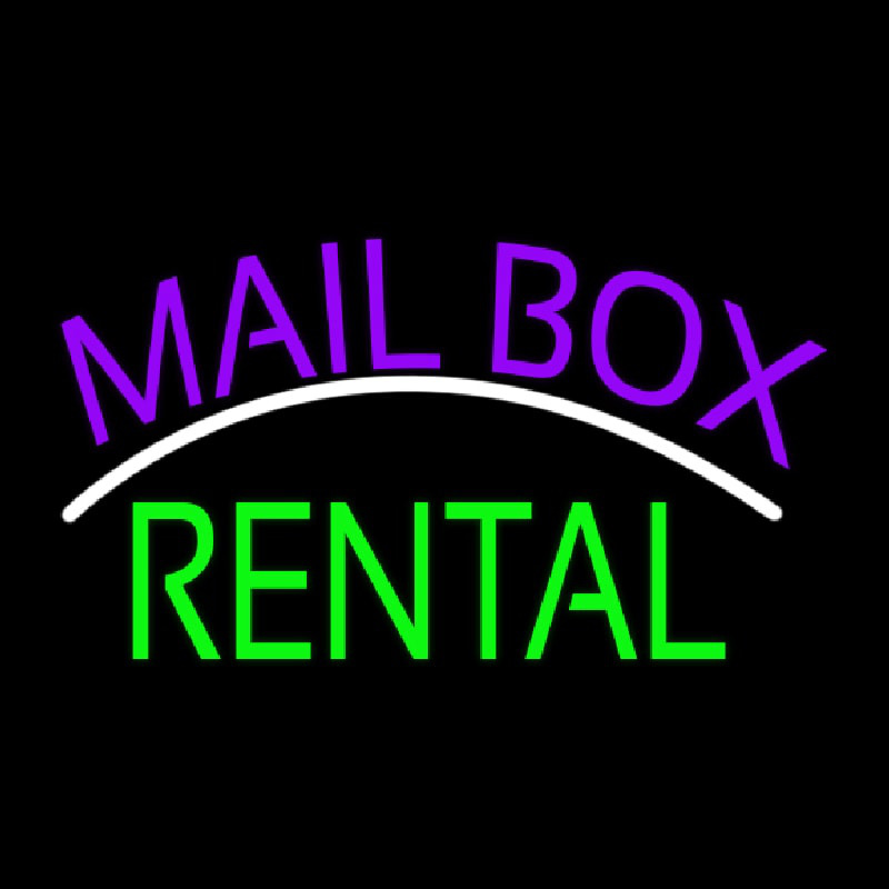 Purple Mailbo  Green Rental Block Neon Sign