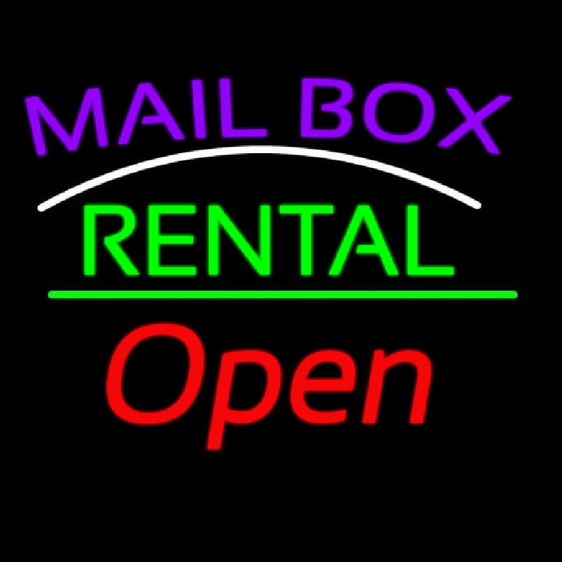 Purple Mailbo  Turquoise Rental With Open 2 Neon Sign