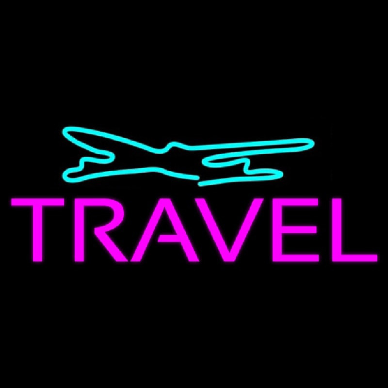 Purple Travel Turquoise Logo Neon Sign