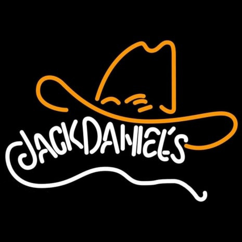 Rare Jack Daniels Whiskey Cowboy Hat Neon Sign