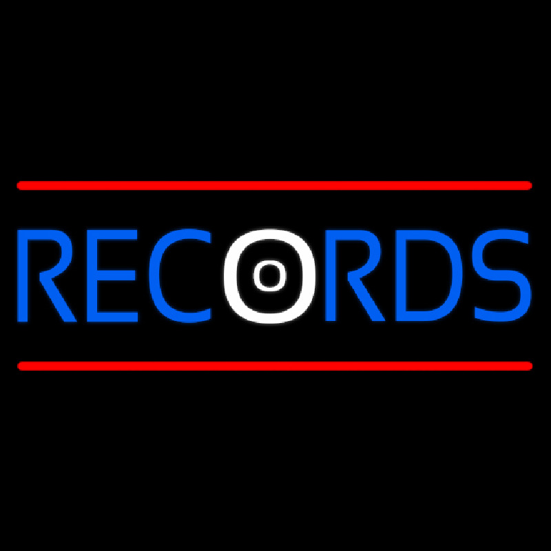 Records Red Line Neon Sign