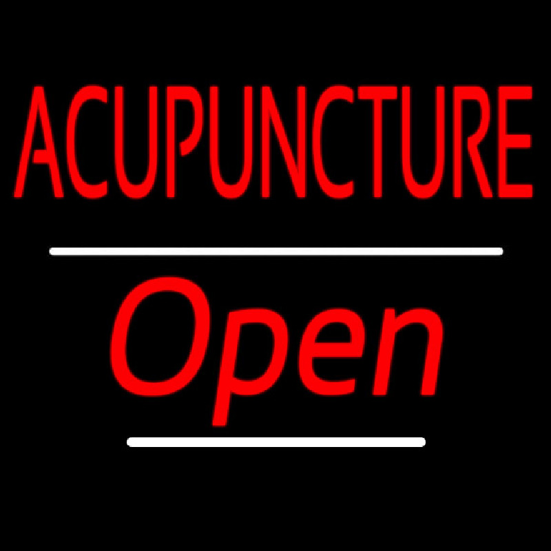 Red Acupuncture Open White Line Neon Sign