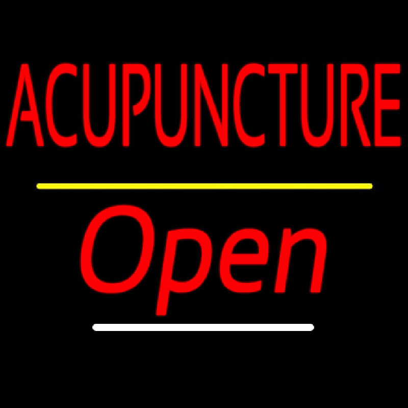 Red Acupuncture Open Yellow Line Neon Sign