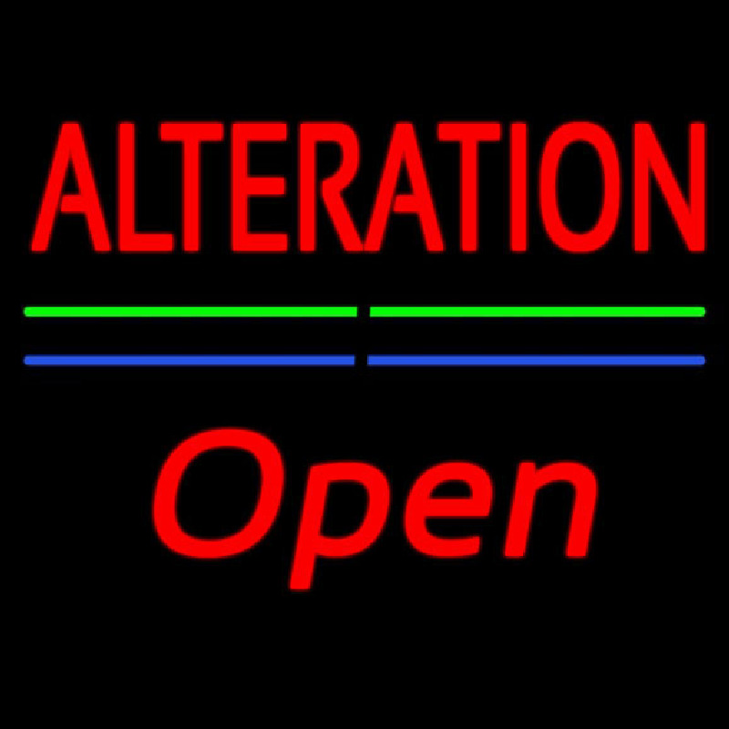 Red Alteration Blue Green Line Slant Open Neon Sign