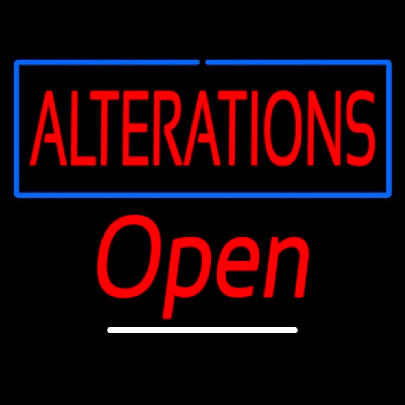 Red Alterations Open White Line Neon Sign