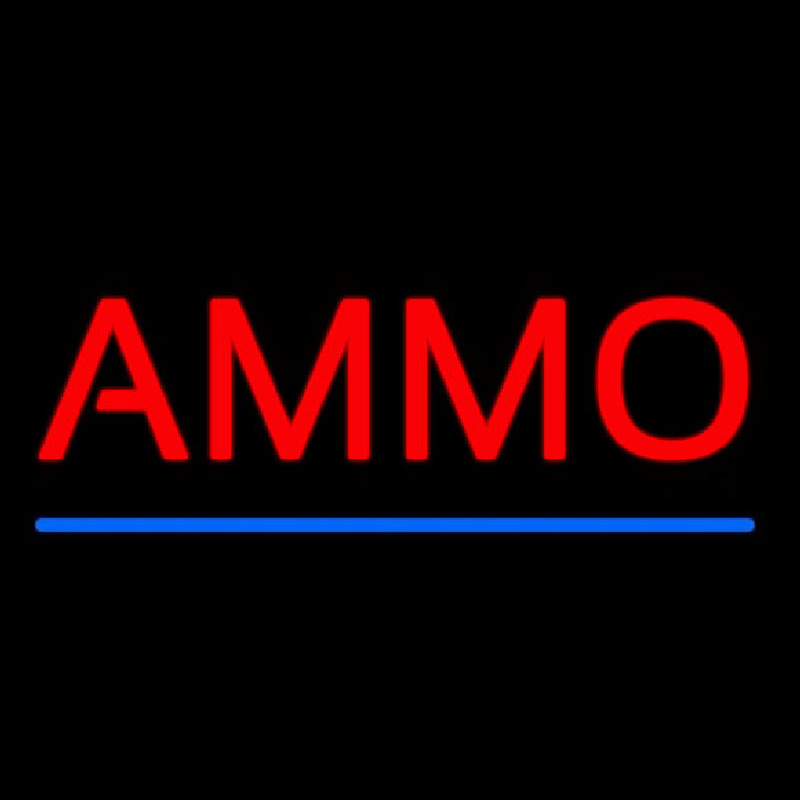 Red Ammo With Blue Line Neon Sign