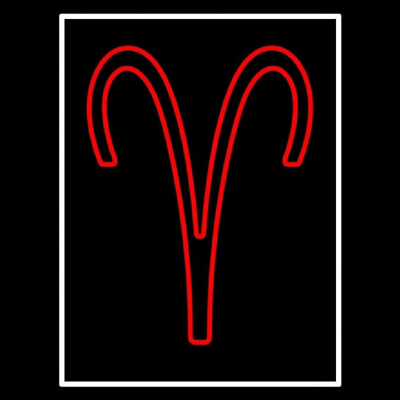 Red Aries White Border Neon Sign