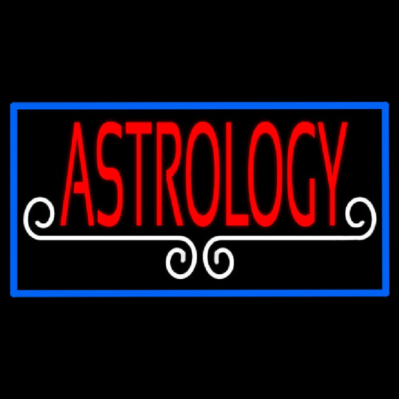 Red Astrology White Line Blue Border Neon Sign