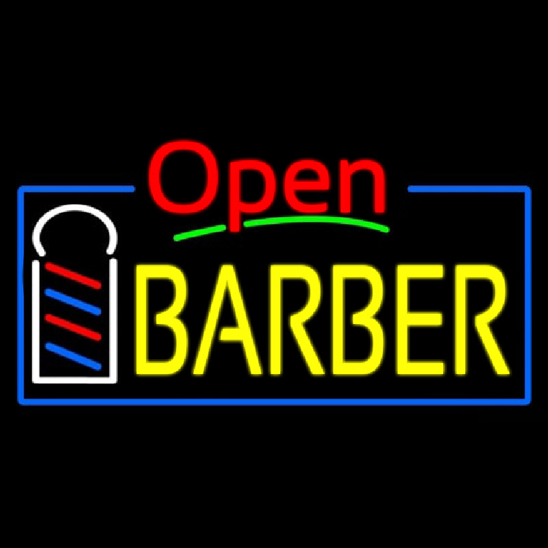 Red Barber Blue Lines Neon Sign
