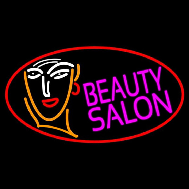 Red Beauty Salon With Girl Neon Sign