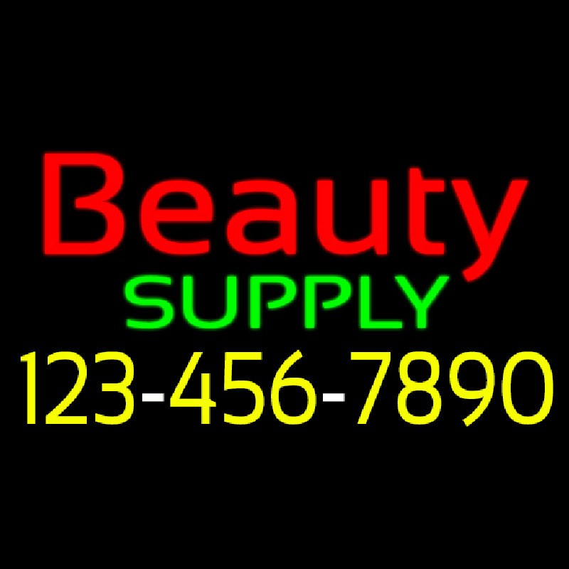 Red Beauty Supply With Phone Number Neon Sign
