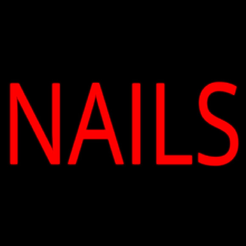 Red Block Nails Neon Sign