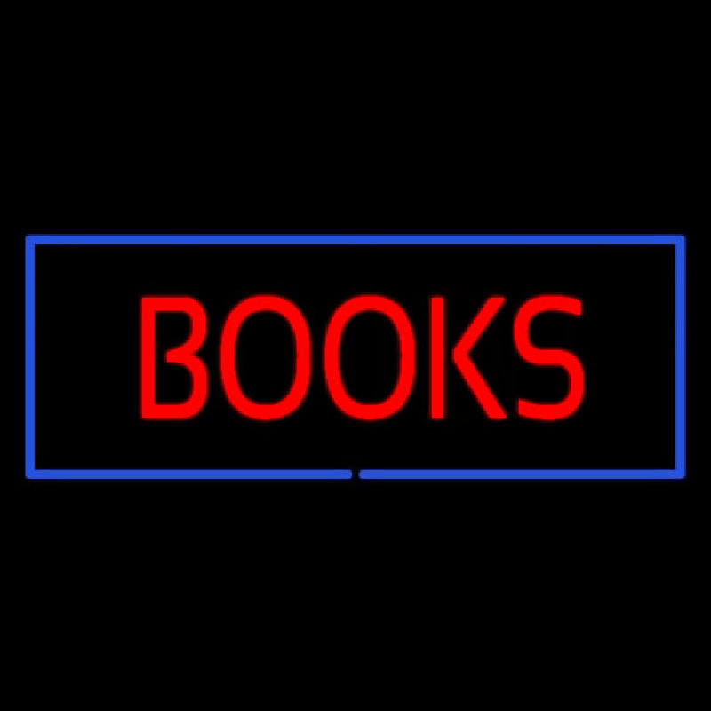 Red Books With Blue Border Neon Sign