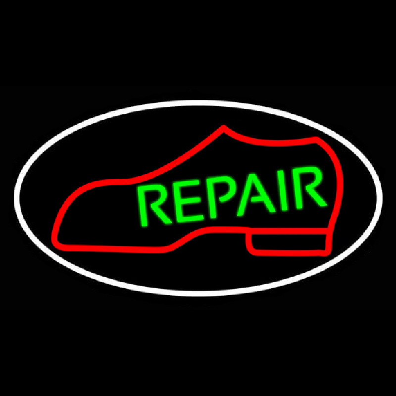 Red Boot Green Repair With Border Neon Sign