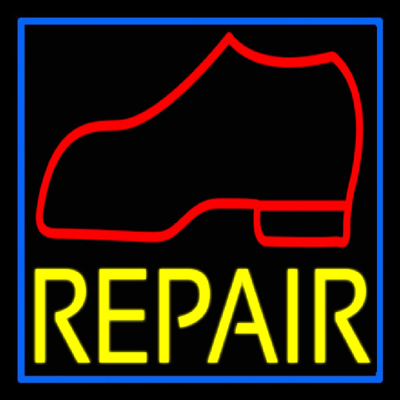 Red Boot Yellow Repair Neon Sign