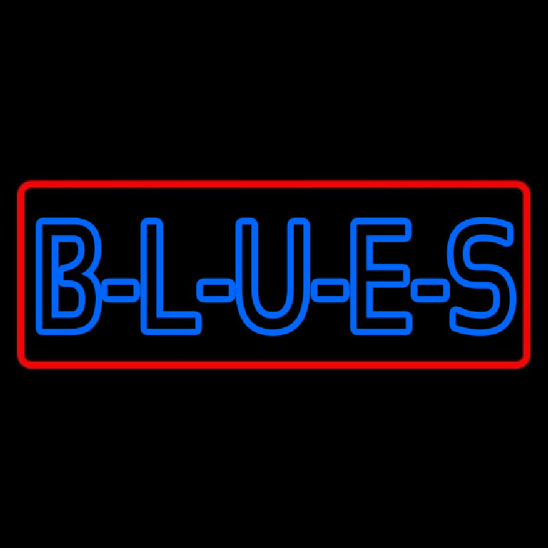 Red Border Blues Block Neon Sign