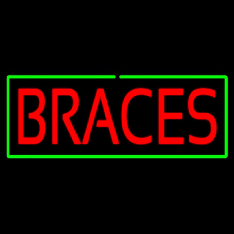 Red Braces Green Border Neon Sign