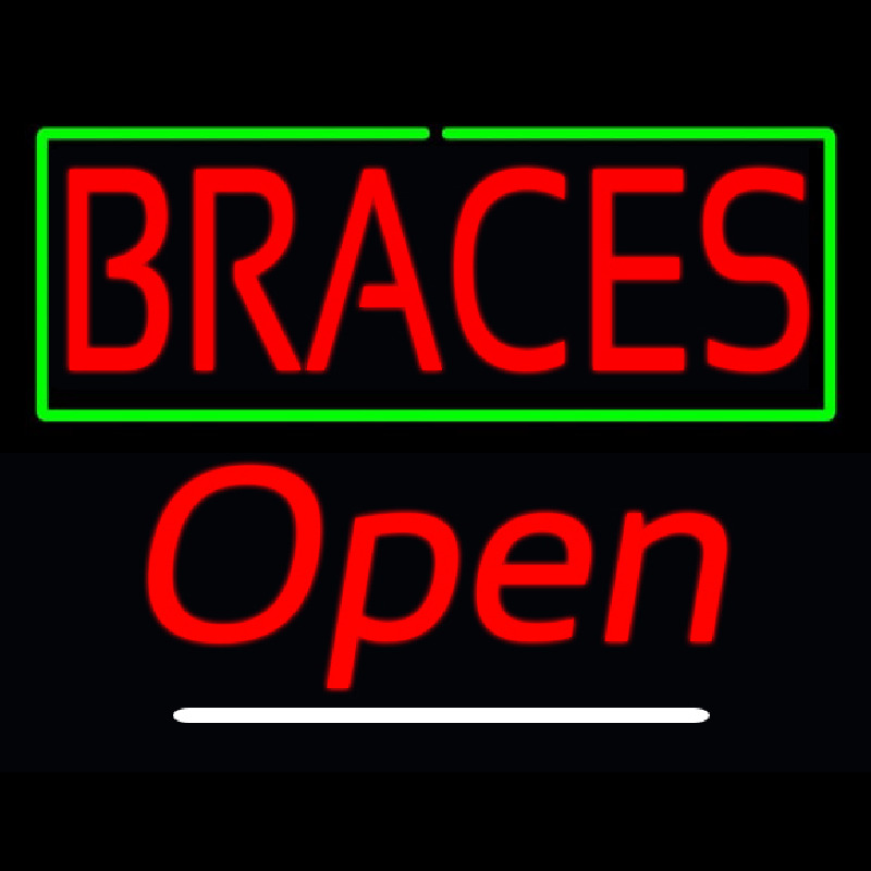 Red Braces Open Neon Sign